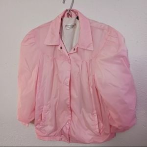 Vintage 1980s Pink Wind Breaker Jacket Current Seen Puffed Sleeves
